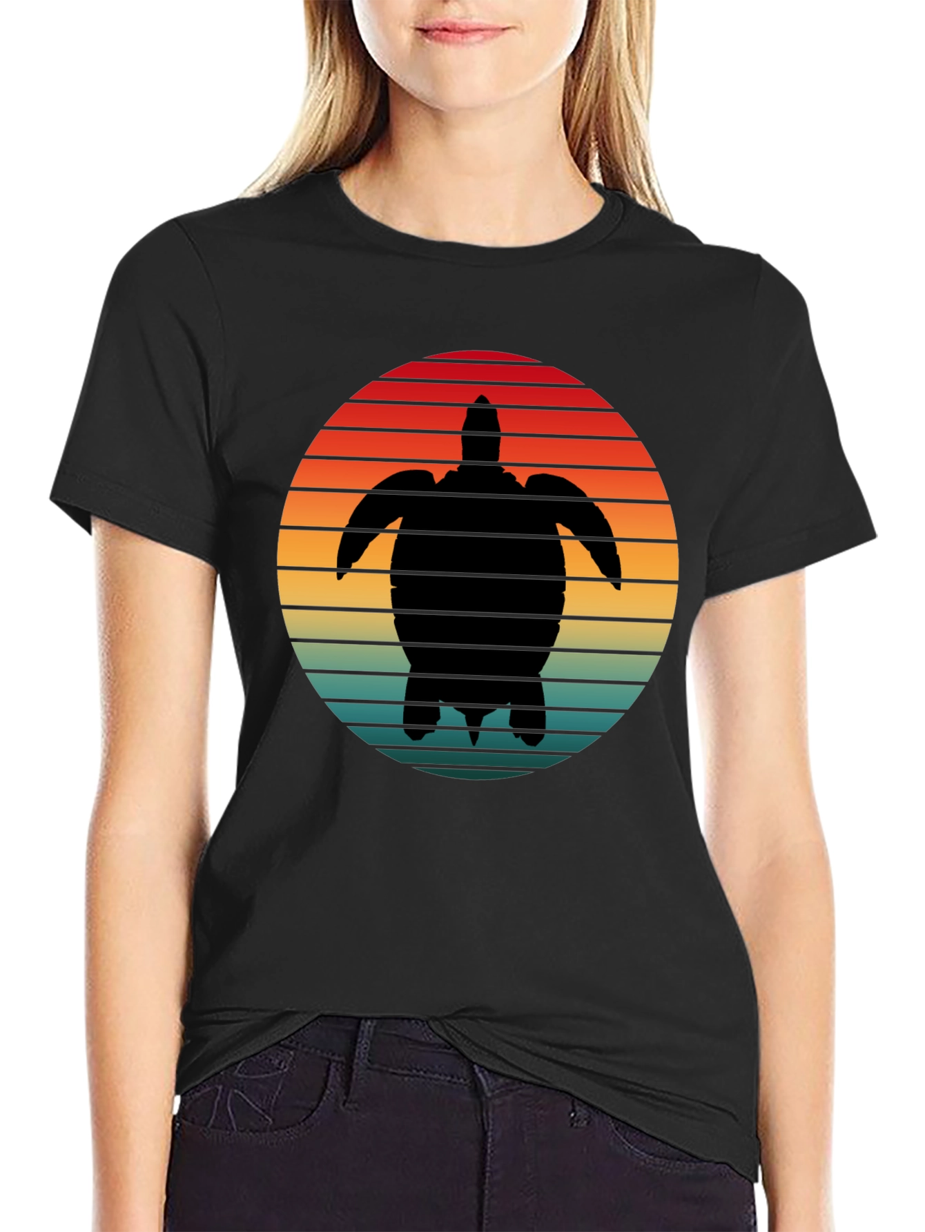 Turtle Sunset Graphic Tee - Black