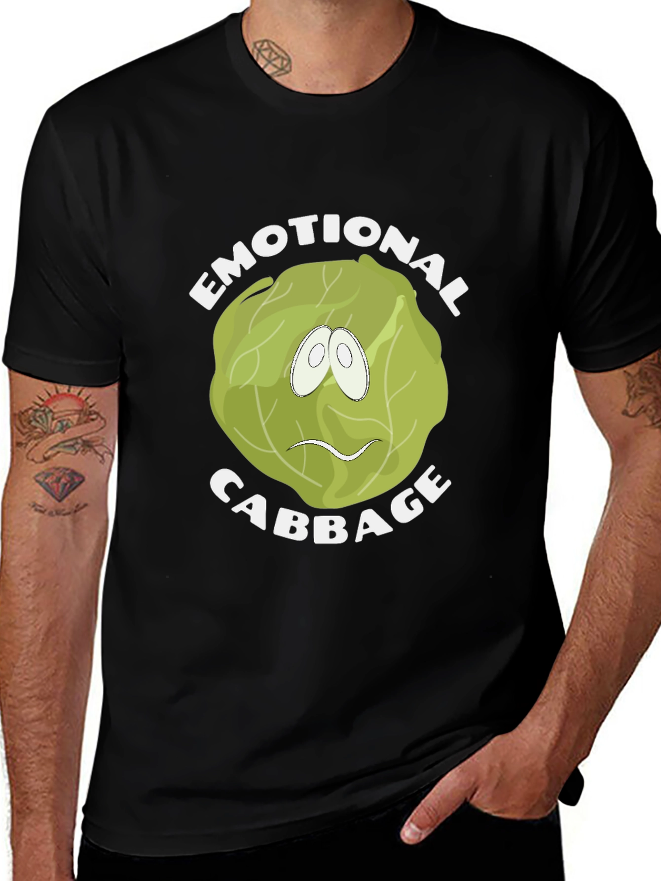 Emotional Cabbage Graphic Tee - Funny Food Pun Shirt
