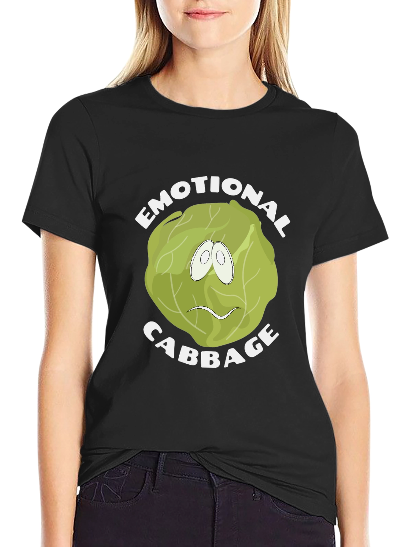 Emotional Cabbage Graphic Tee - Funny Food Pun Shirt