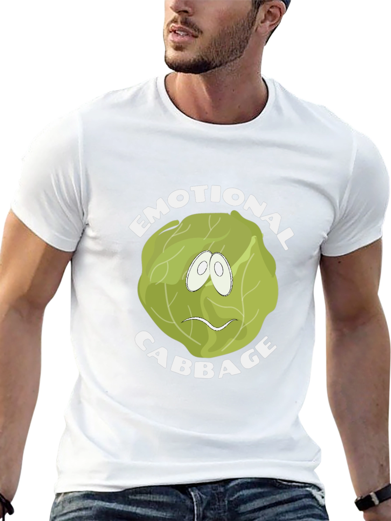 Emotional Cabbage Graphic Tee - Funny Food Pun Shirt